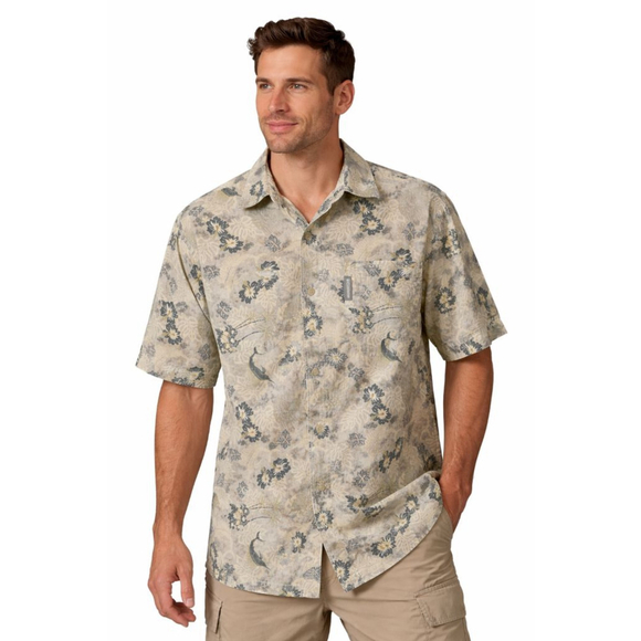 Columbia Other - Columbia Hawaiian Fish Print Button Up Shirt Mens Large Linen Blend Tropical